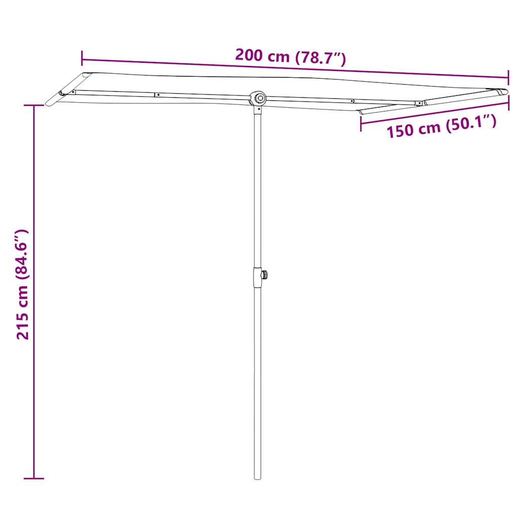 Vrtni suncobran s aluminijskim stupom 2 x 1,5 m pješčano bijeli