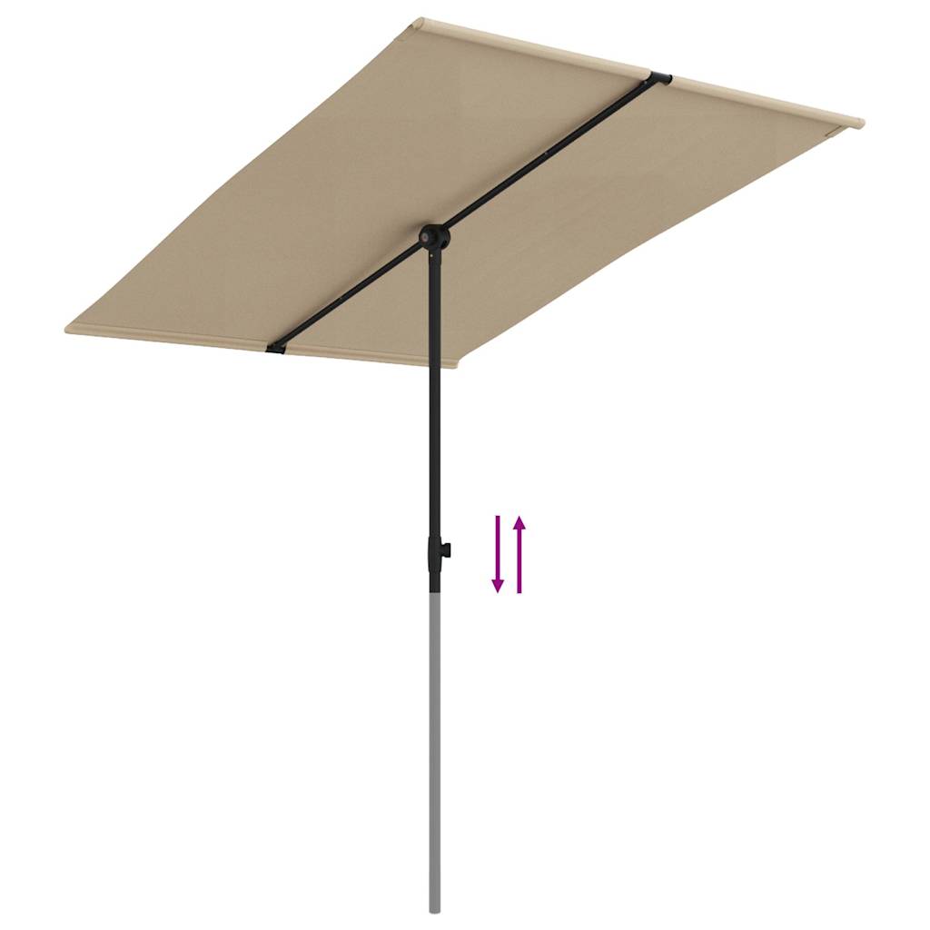 Vrtni suncobran s aluminijskim stupom 2 x 1,5 m smeđe-sivi
