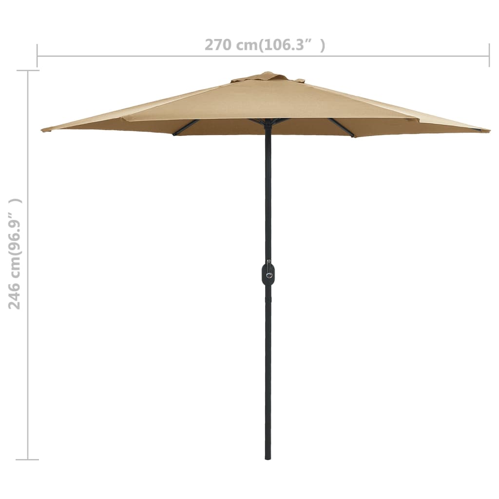 Vrtni suncobran s aluminijskim stupom 270 x 246 cm smeđesivi