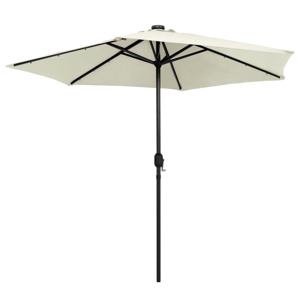 Vrtni suncobran LED s aluminijskim stupom 270 cm pijesak bijeli