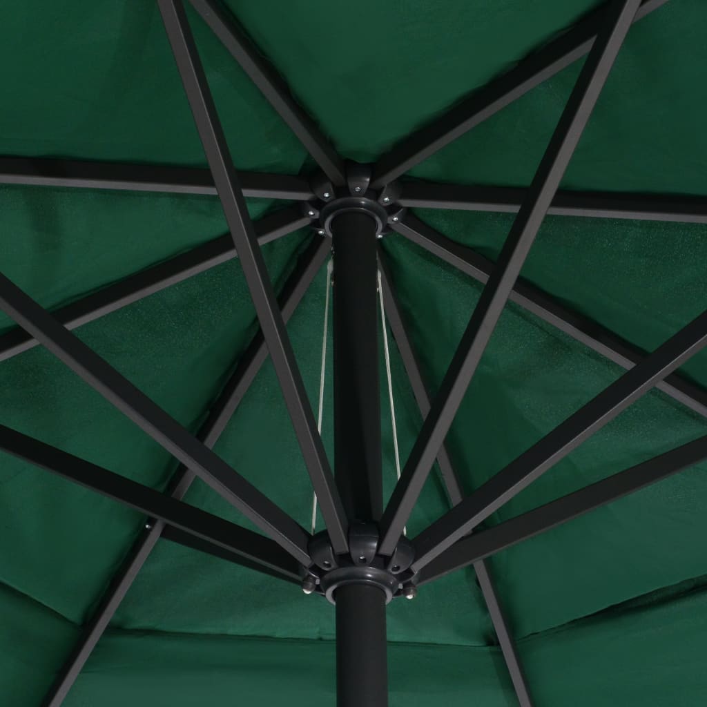 Vrtni suncobran s aluminijskim stupom 600 cm zeleni