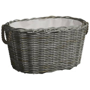 Košara za drva za ogrjev s ručkama 59 x 42 x 28 cm siva od vrbe