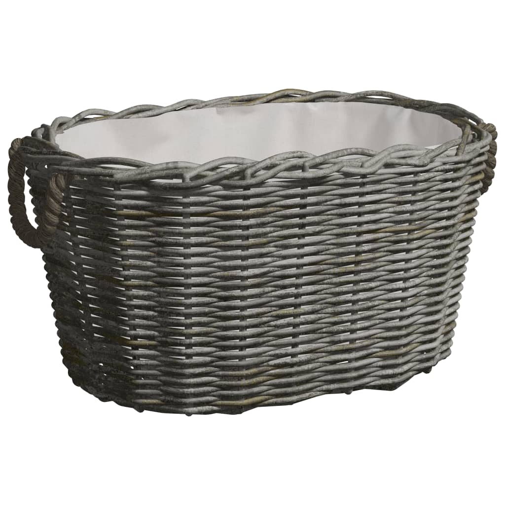 Košara za drva za ogrjev s ručkama 59 x 42 x 28 cm siva od vrbe
