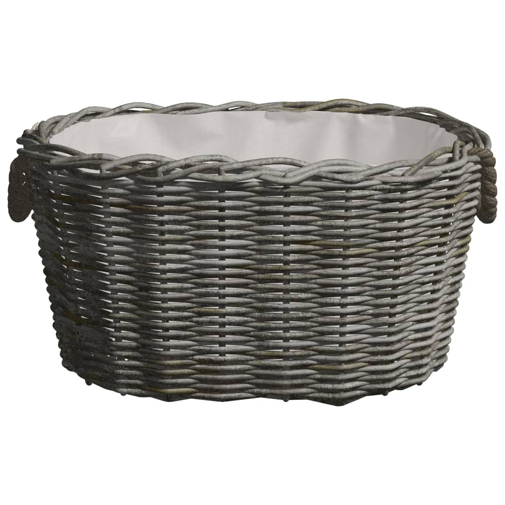 Košara za drva za ogrjev s ručkama 59 x 42 x 28 cm siva od vrbe