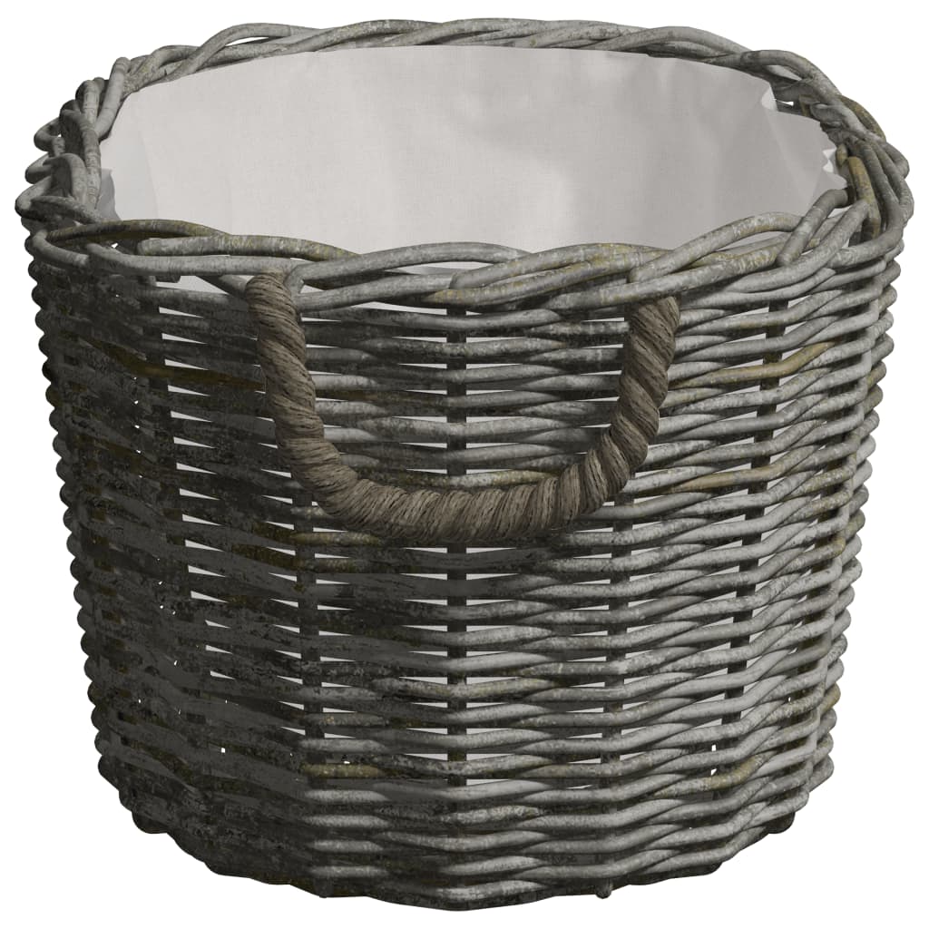 Košara za drva za ogrjev s ručkama 59 x 42 x 28 cm siva od vrbe