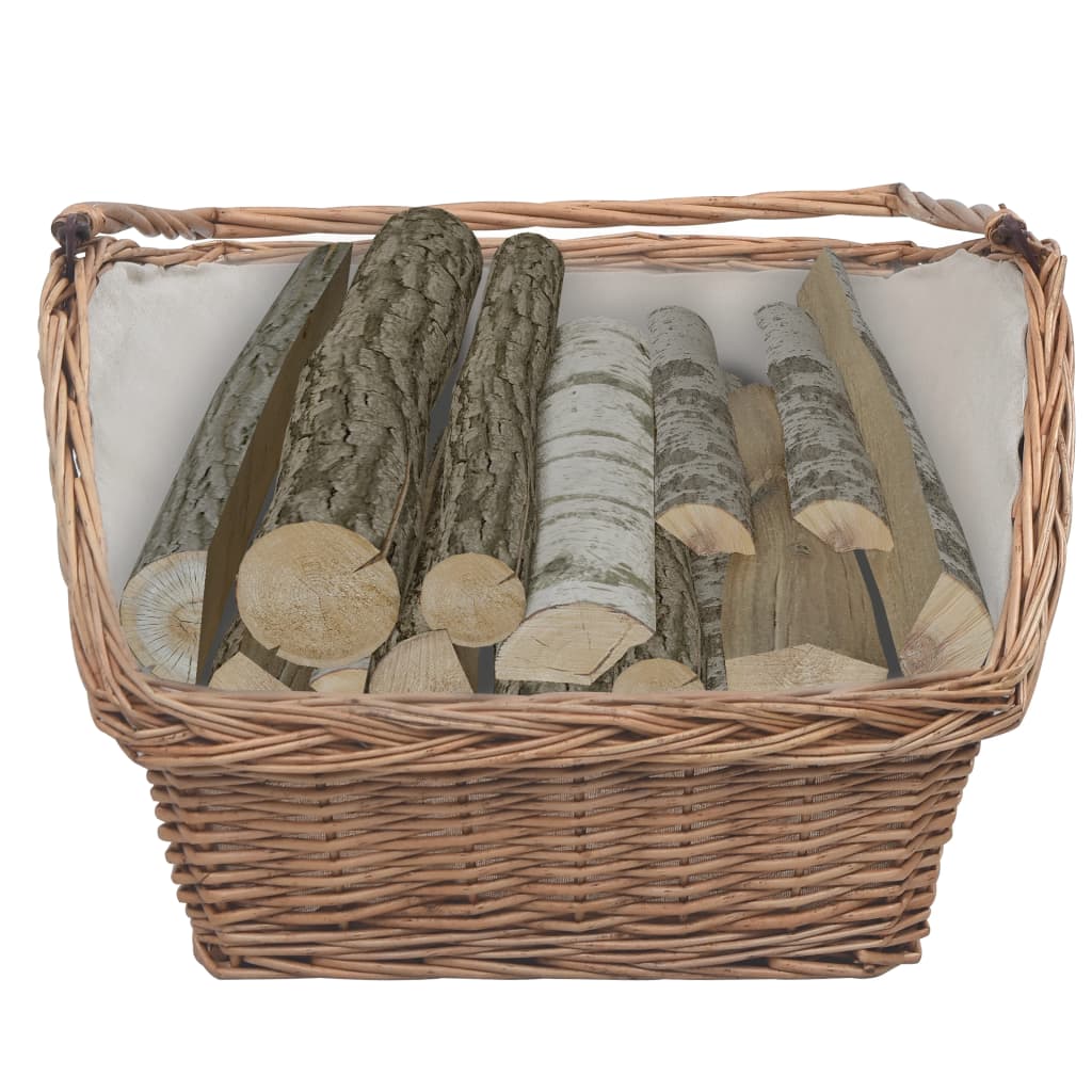 Košara za drva za ogrjev s ručkom 61,5 x 46,5 x 58 cm Smeđa vrba