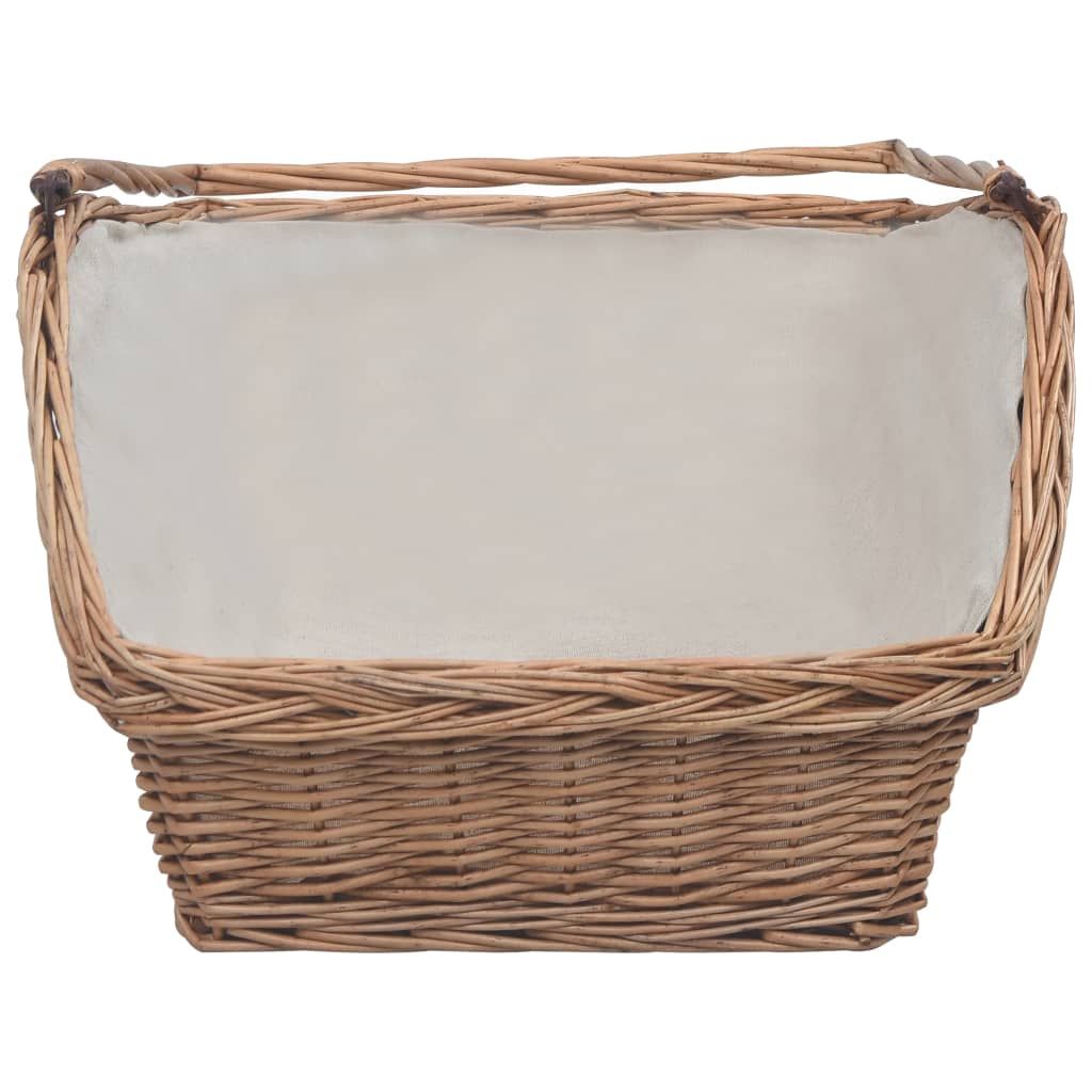 Košara za drva za ogrjev s ručkom 61,5 x 46,5 x 58 cm Smeđa vrba