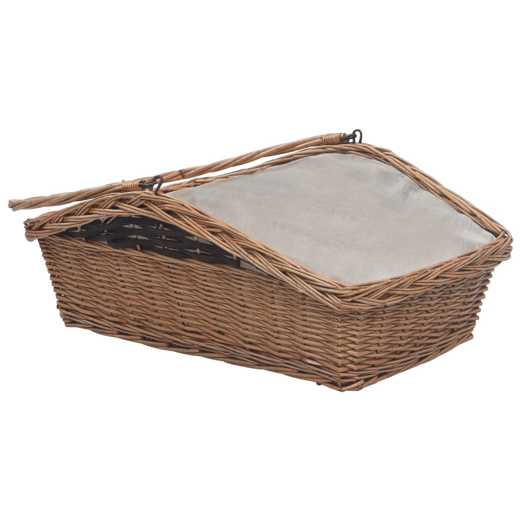 Košara za drva za ogrjev s ručkom 61,5 x 46,5 x 58 cm Smeđa vrba