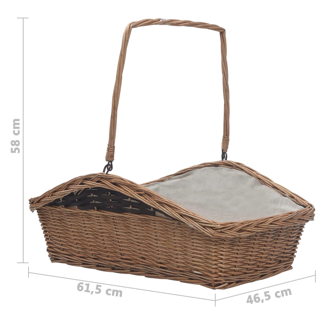 Košara za drva za ogrjev s ručkom 61,5 x 46,5 x 58 cm Smeđa vrba