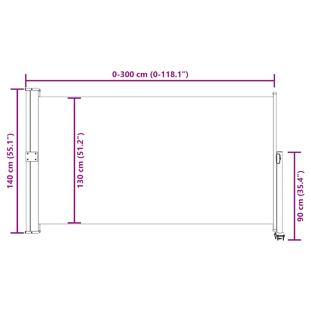 Uvlačiva bočna tenda za terasu 140 x 300 cm plava