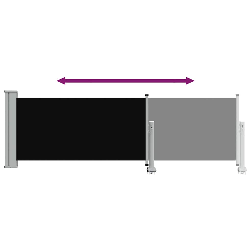 Uvlačiva bočna tenda za terasu 80 x 300 cm crna