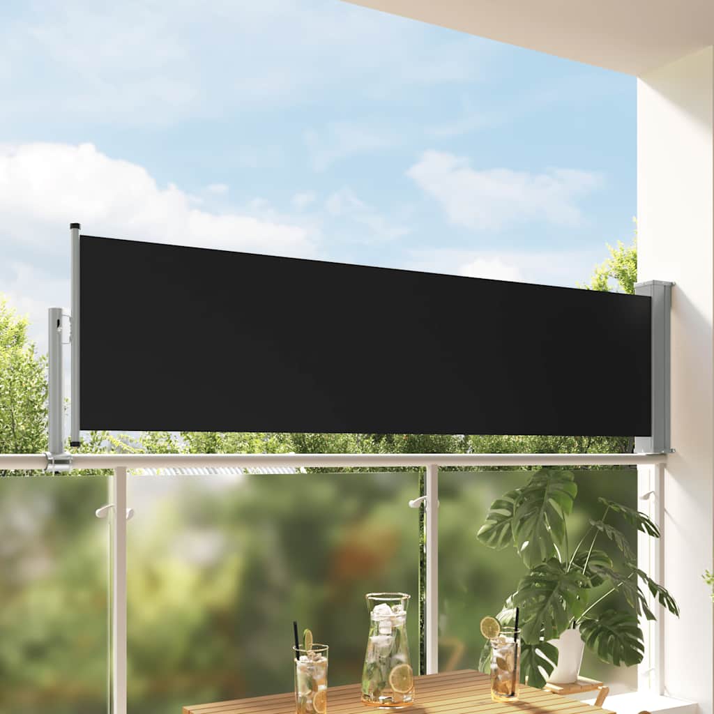 Uvlačiva bočna tenda za terasu 80 x 300 cm crna
