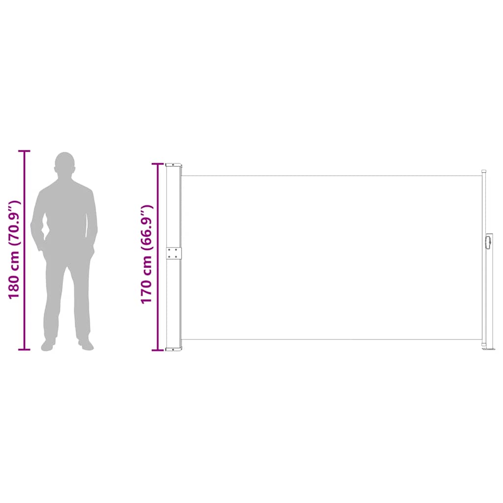 Uvlačiva bočna tenda za terasu 170 x 300 cm krem
