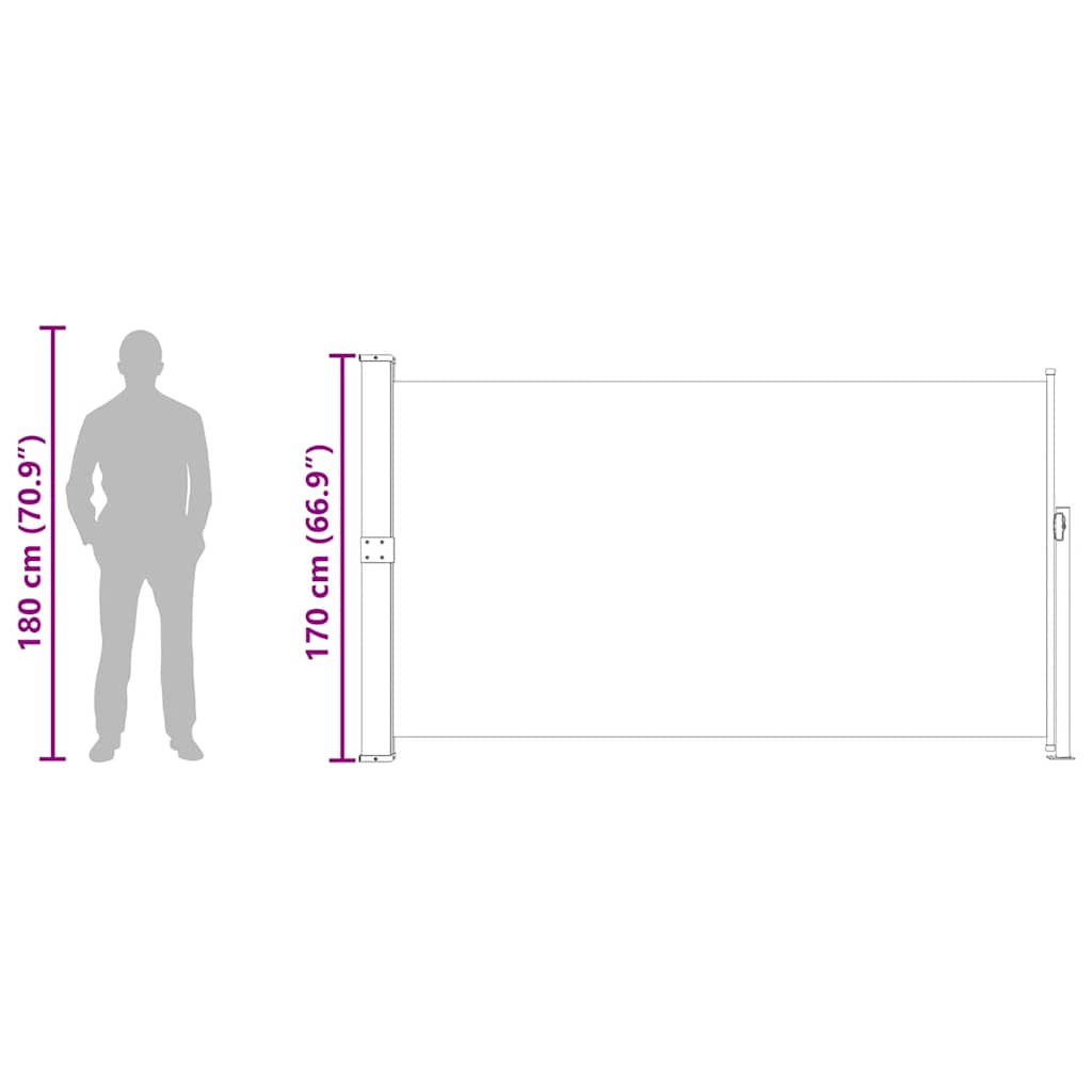 Uvlačiva bočna tenda za terasu 170 x 300 cm smeđa