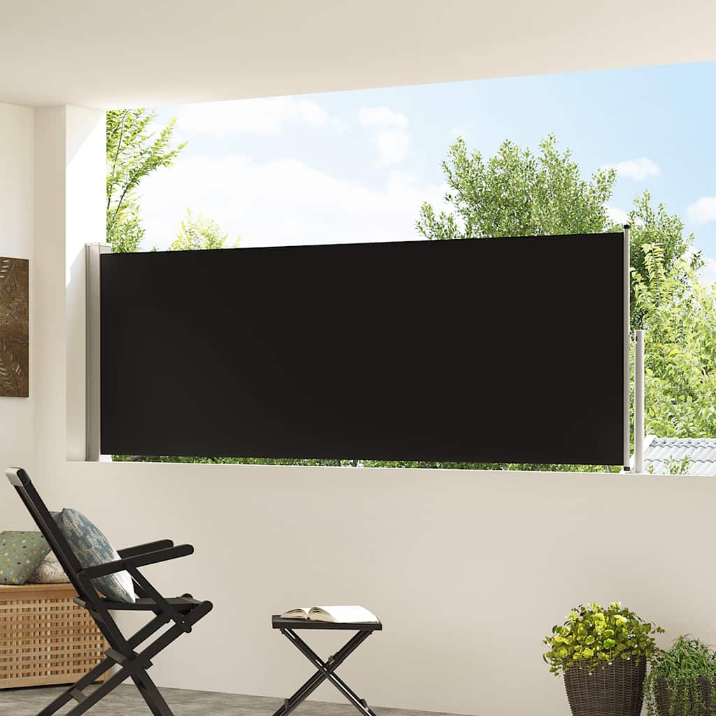 Uvlačiva bočna tenda za terasu 100 x 300 cm crna