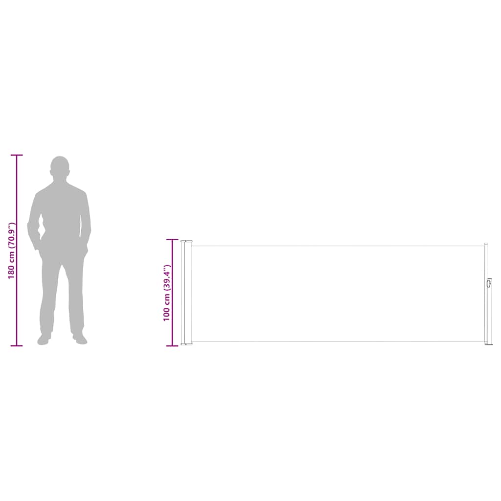 Uvlačiva bočna tenda za terasu 100 x 300 cm siva