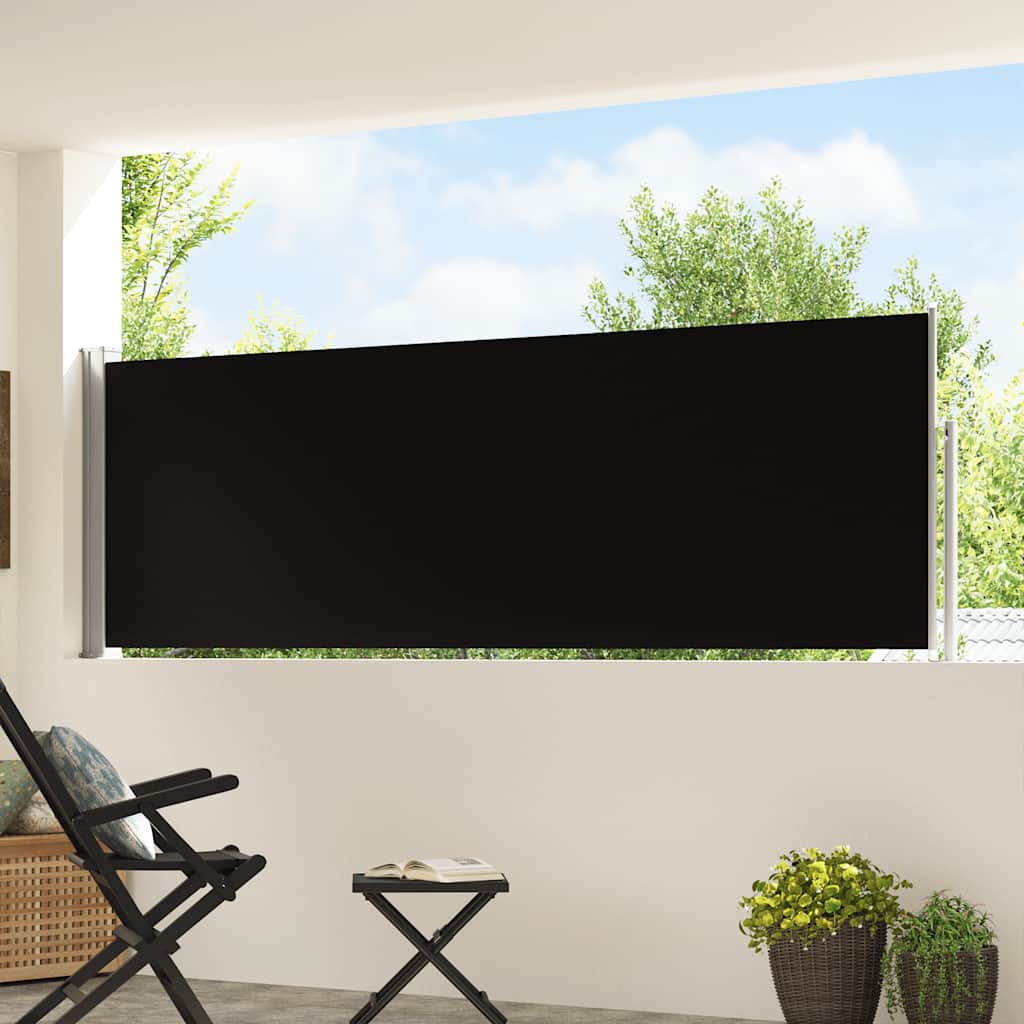 Uvlačiva bočna tenda za terasu 100 x 500 cm crna
