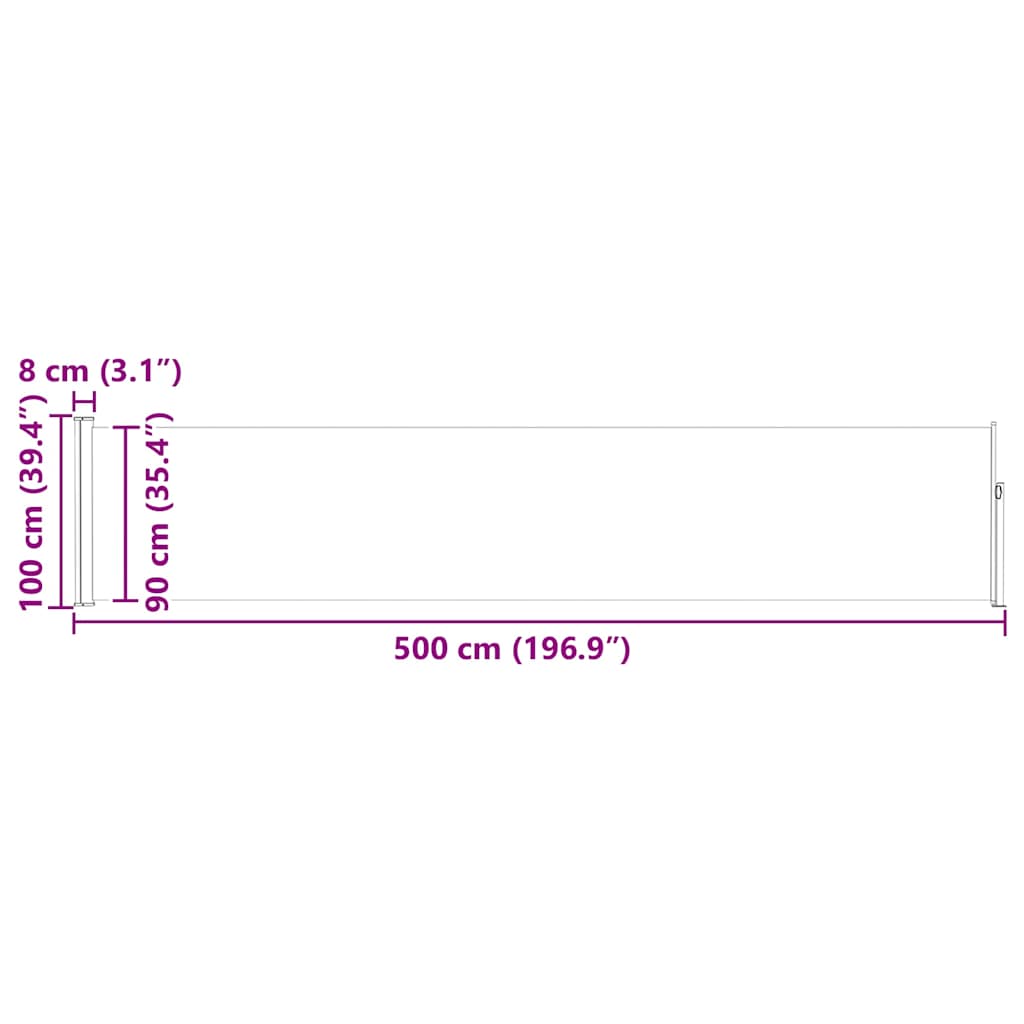 Uvlačiva bočna tenda za terasu 100 x 500 cm crvena