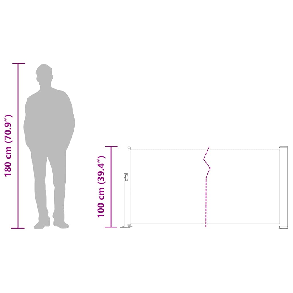 Uvlačiva bočna tenda za terasu 100 x 500 cm crvena