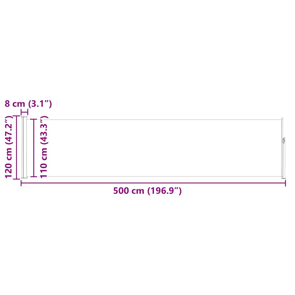 Uvlačiva bočna tenda za terasu 120 x 500 cm crna
