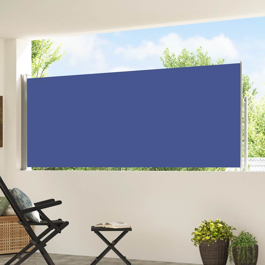 Uvlačiva bočna tenda za terasu 120 x 500 cm plava