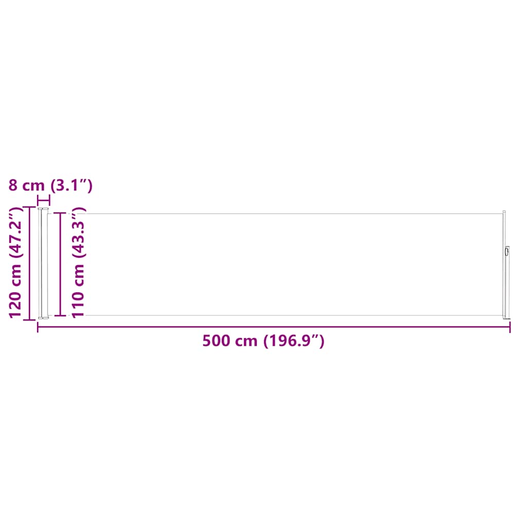 Uvlačiva bočna tenda za terasu 120 x 500 cm plava