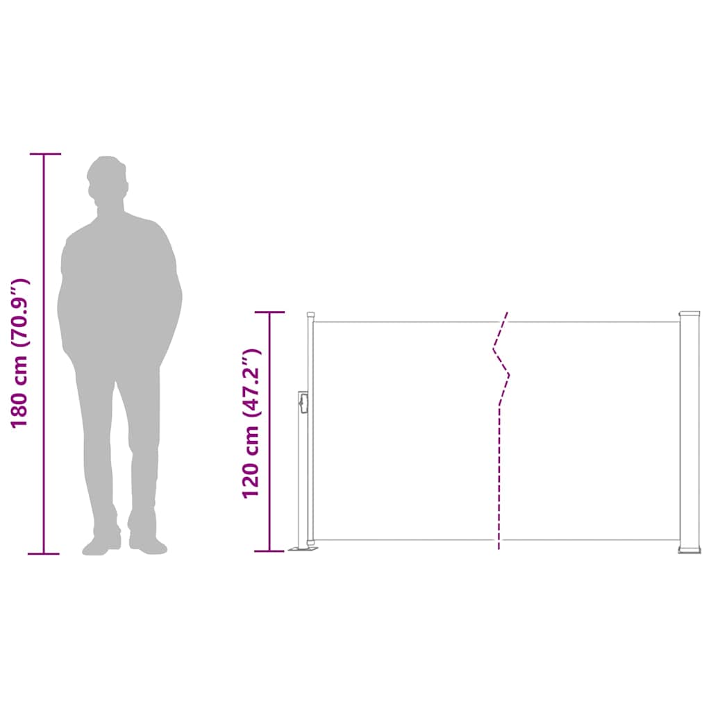Uvlačiva bočna tenda za terasu 120 x 500 cm smeđa