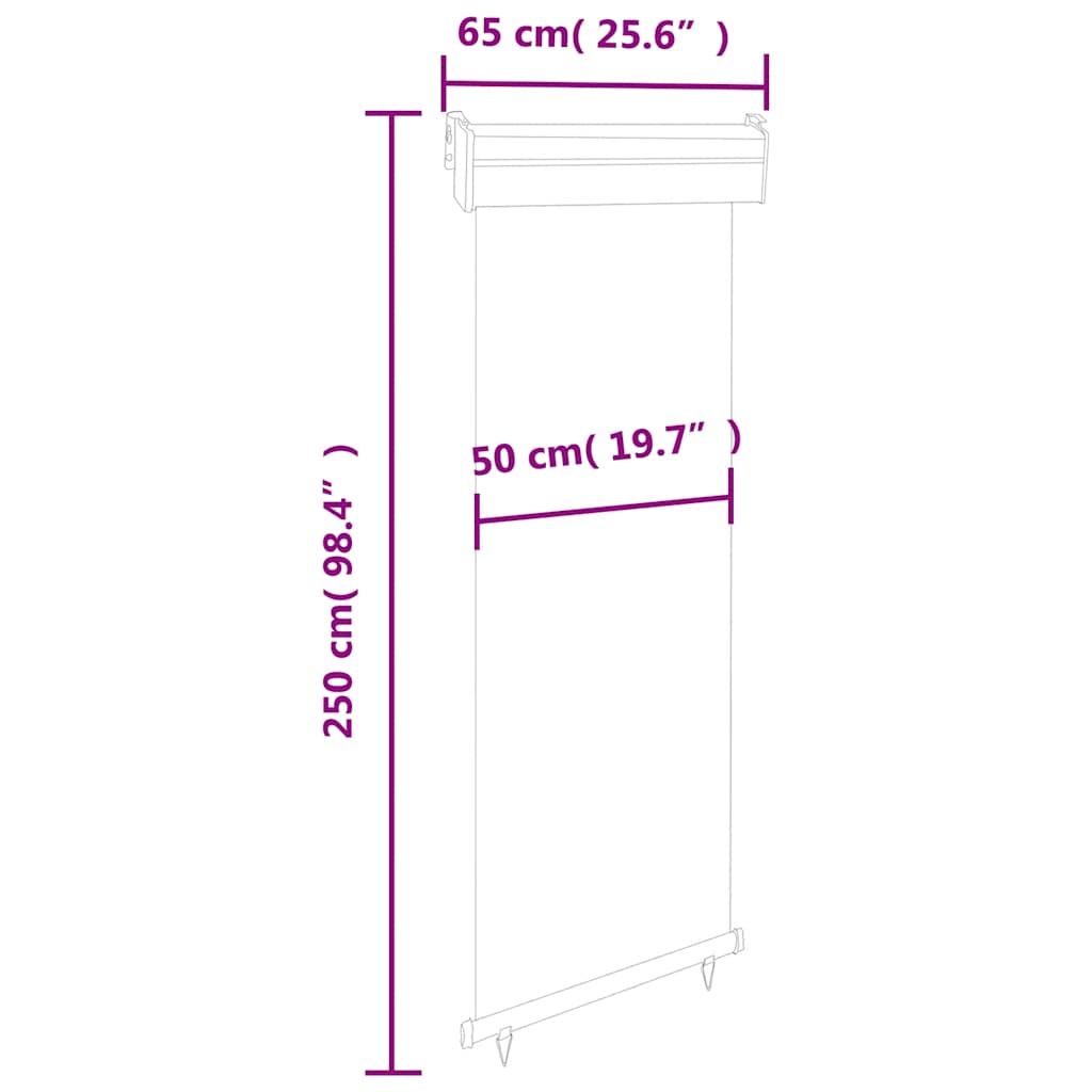 Balkonska bočna tenda 65 x 250 cm crna