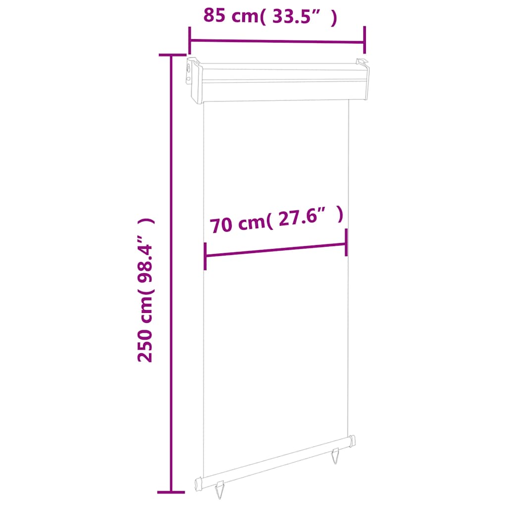 Balkonska bočna tenda 85 x 250 cm smeđa