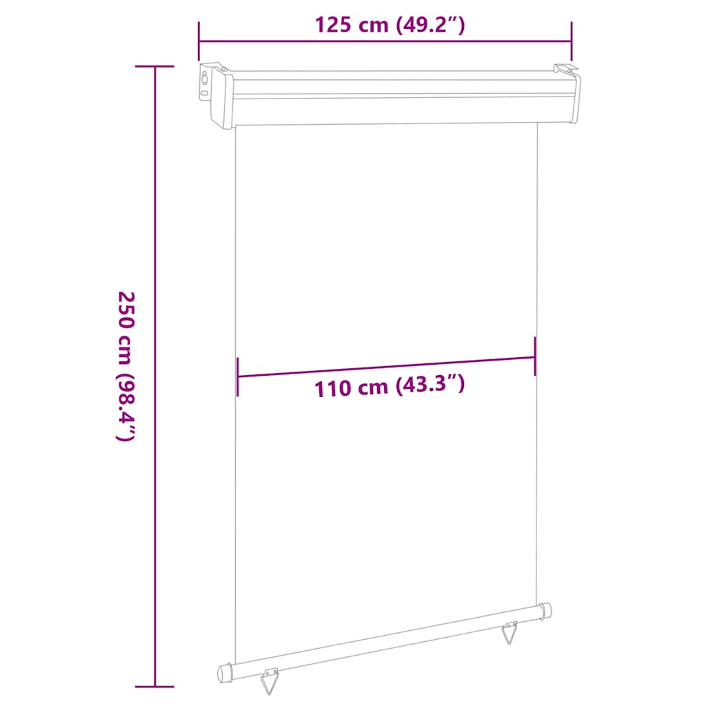 Balkonska bočna tenda 125 x 250 cm crvena