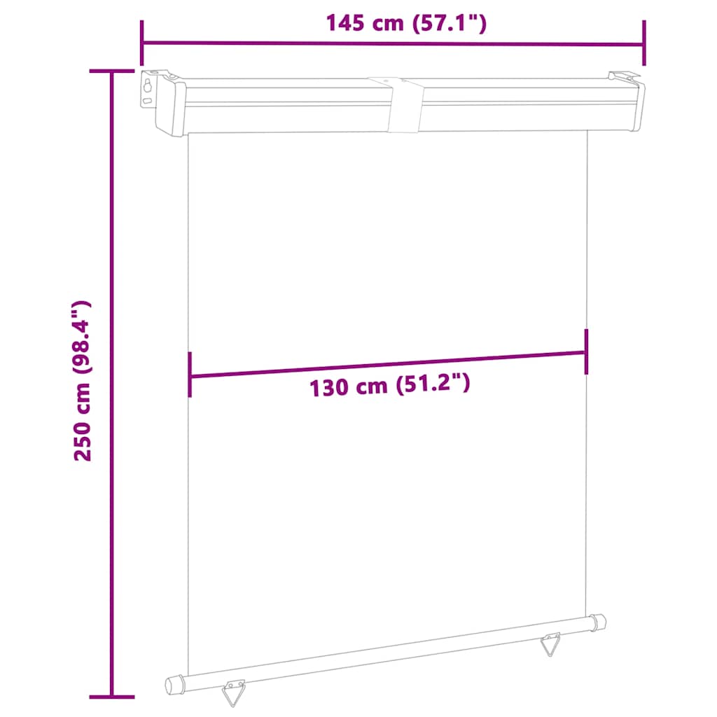 Balkonska bočna tenda 145 x 250 cm plava