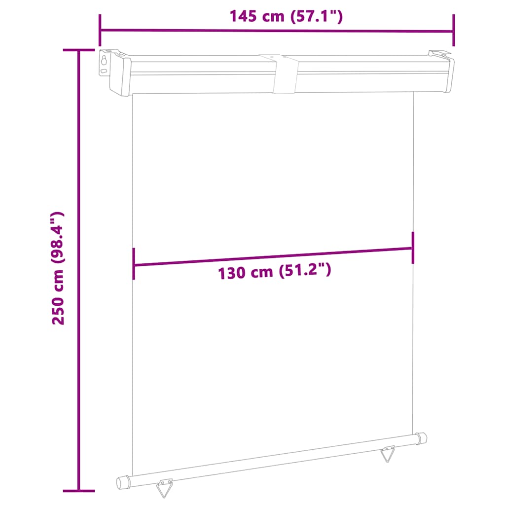 Balkonska bočna tenda 145 x 250 cm crvena