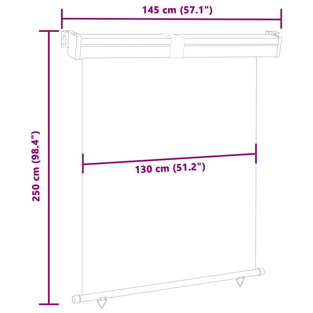 Balkonska bočna tenda 145 x 250 cm smeđa