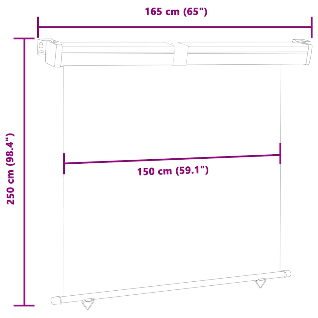 Balkonska bočna tenda 165 x 250 cm plava