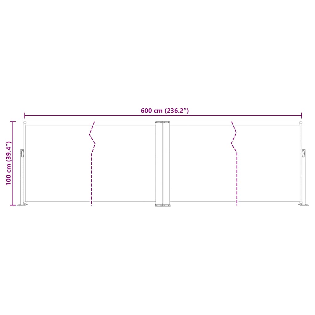 Uvlačiva bočna tenda 100 x 600 cm krem