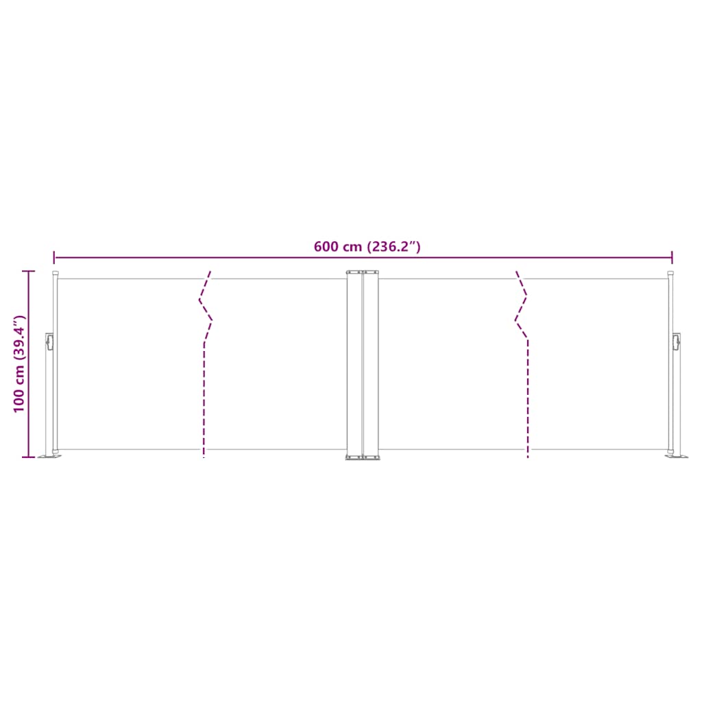 Uvlačiva bočna tenda 100 x 600 cm smeđa