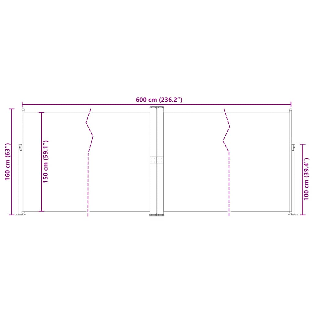 Uvlačiva bočna tenda 160 x 600 cm plava