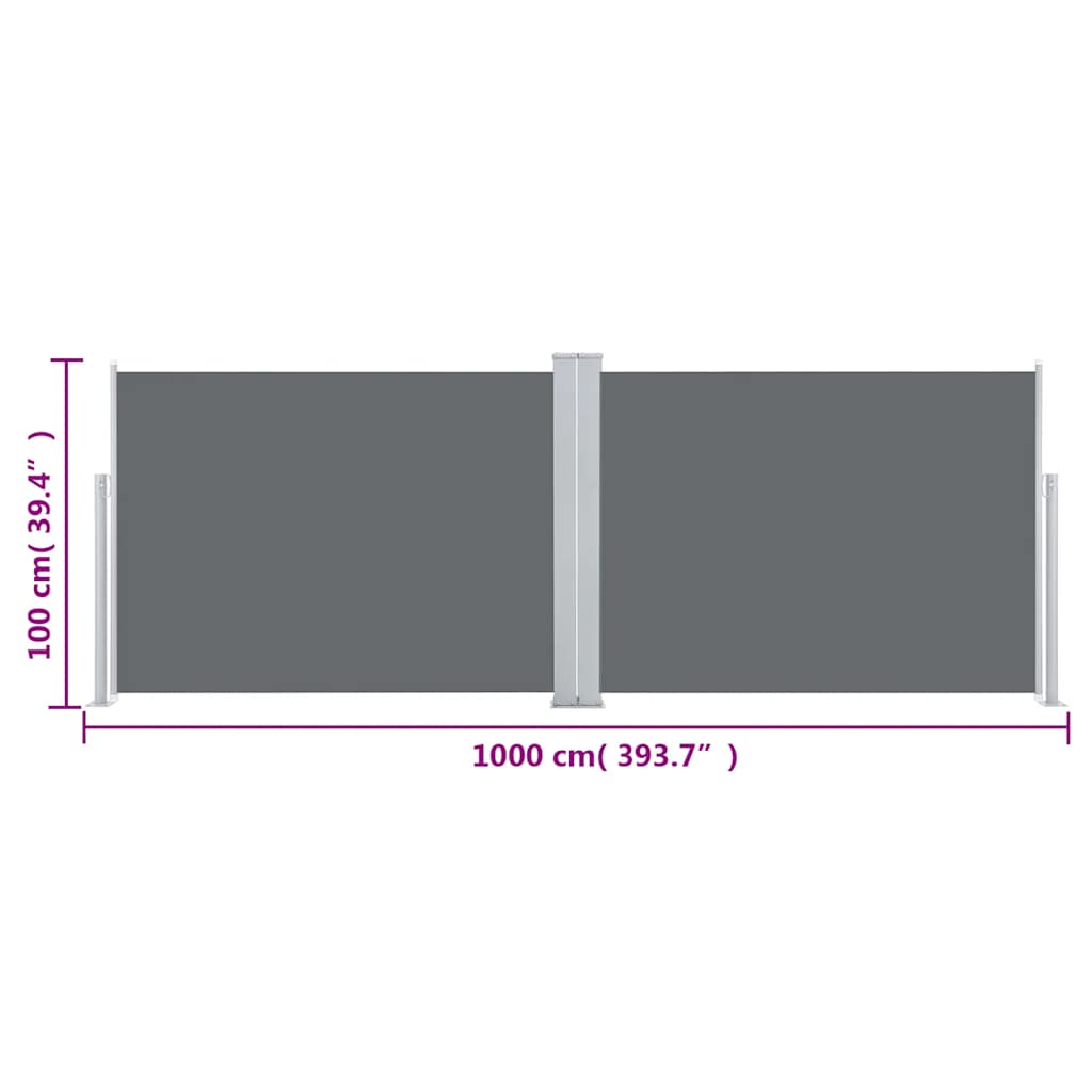 Uvlačiva bočna tenda 100 x 1000 cm antracit