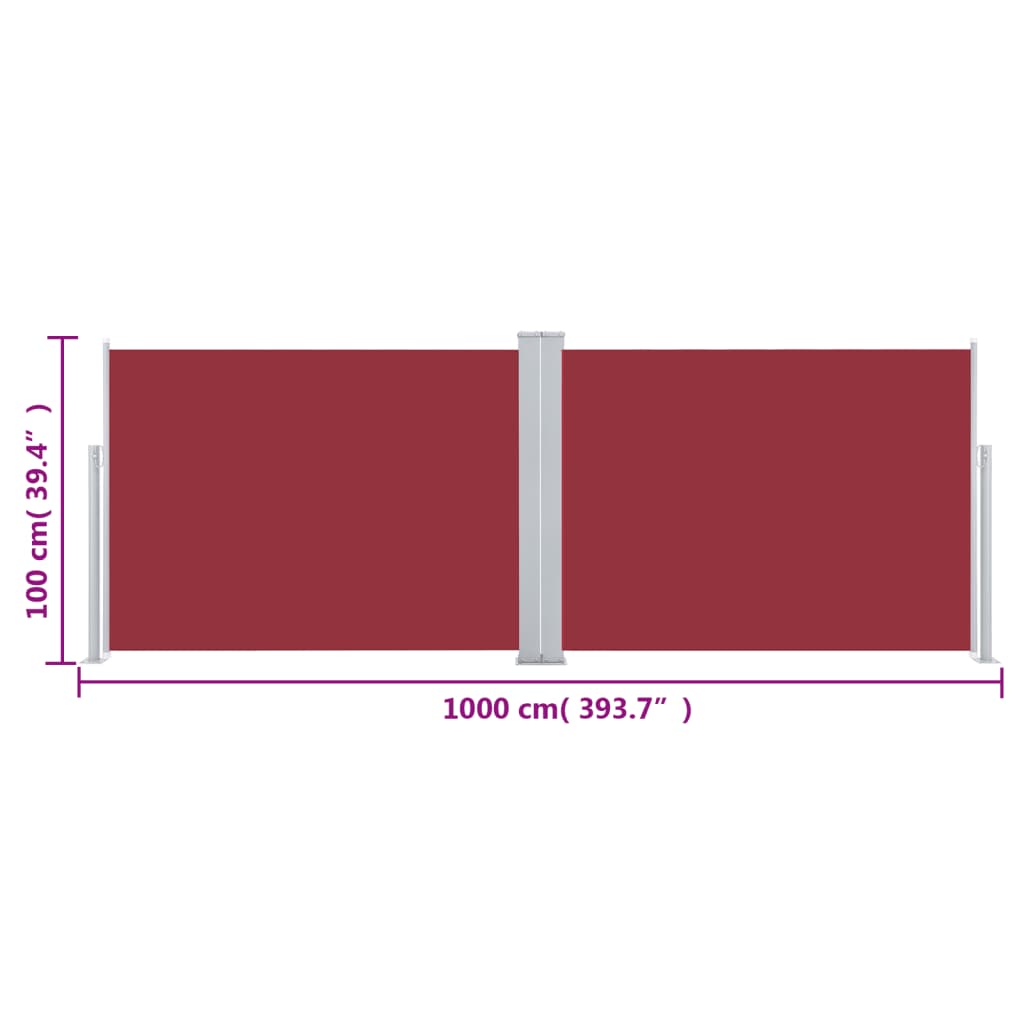 Uvlačiva bočna tenda 100 x 1000 cm crvena