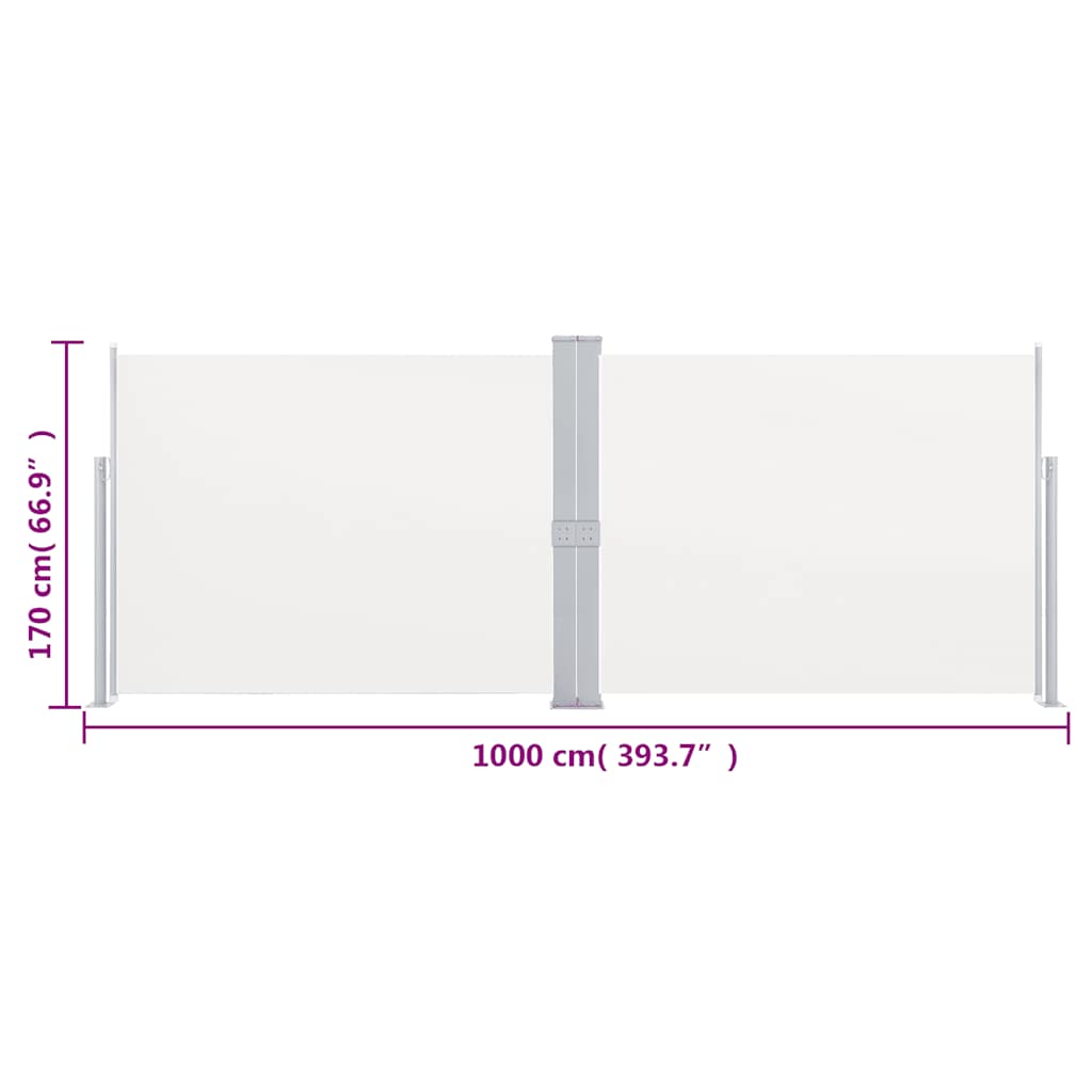 Uvlačiva bočna tenda 170 x 1000 cm krem