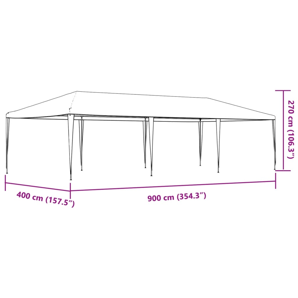 Šator za zabave 4 x 9 m bijeli