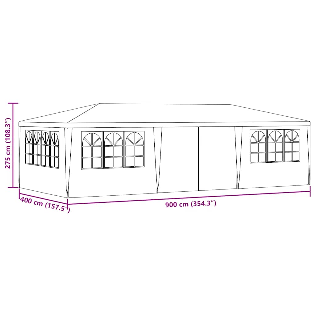 Profesionalni šator za zabave 4 x 9 m bijeli 90 g/m²