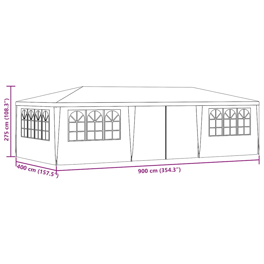 Profesionalni šator za zabave 4 x 9 m antracit 90 g/m²