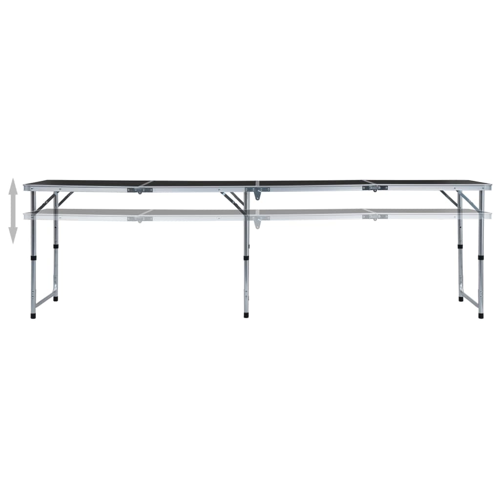 Sklopivi stol za kampiranje sivi aluminijski 240 x 60 cm