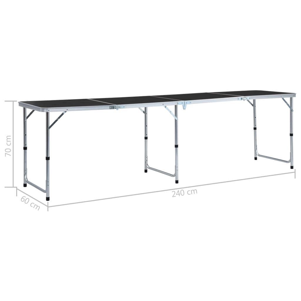 Sklopivi stol za kampiranje sivi aluminijski 240 x 60 cm