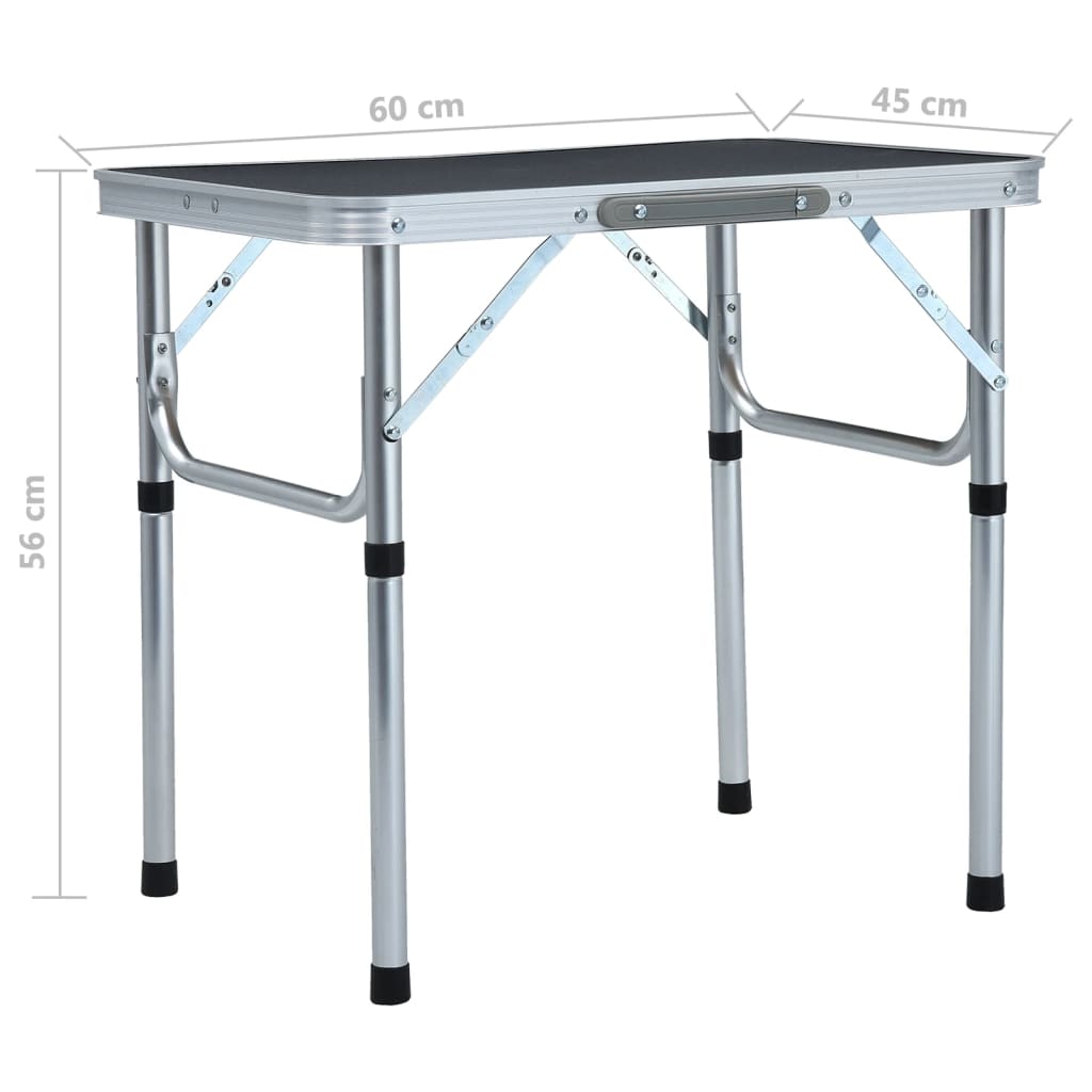 Sklopivi stol za kampiranje sivi aluminijski 60 x 45 cm