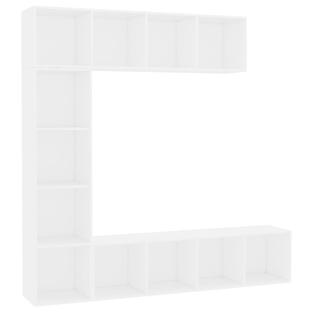 3-dijelni set ormarića za knjige/TV bijeli 180 x 30 x 180 cm