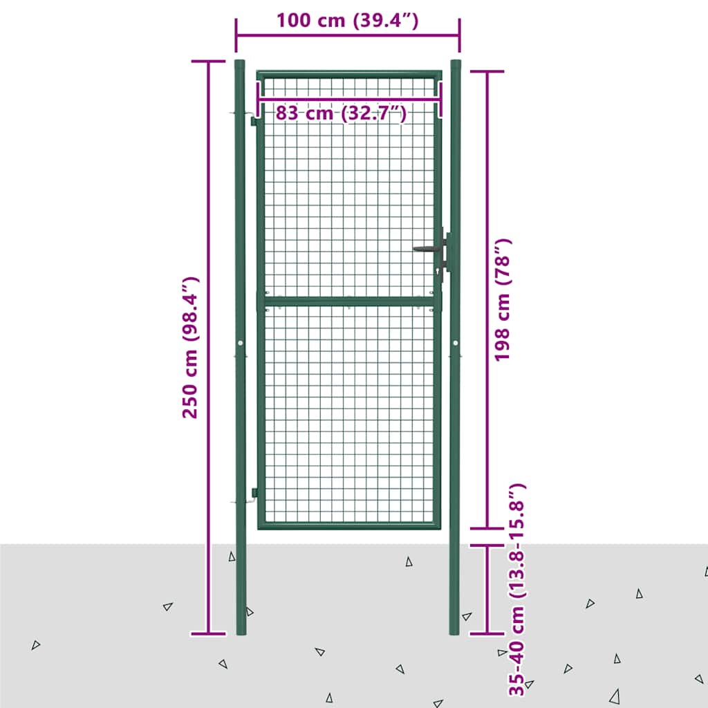 Vrata za ogradu Čelik 100x200 cm Zelena