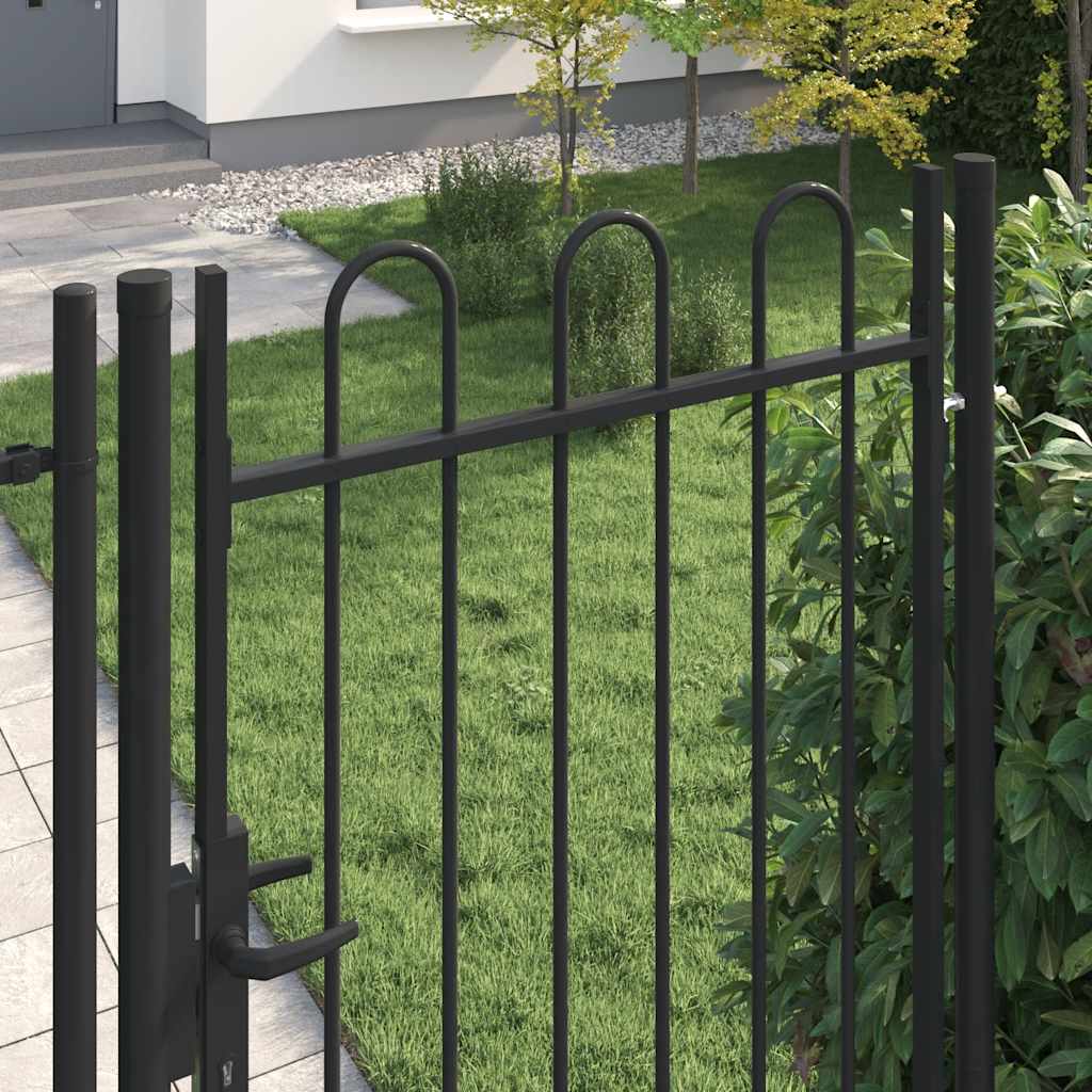Vrata za ogradu BOXTEL jednokrilna vrata s lučnim vrhom čelik 1x2 m crna