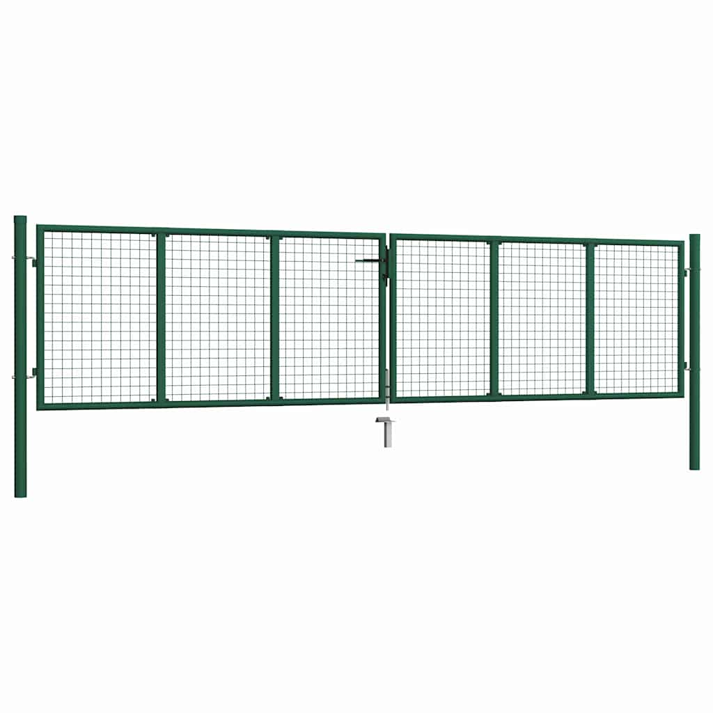 Vrtna mrežasta vrata od čelika 400x100 cm zelena